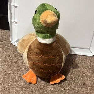 Plush Duck Toy - Green and Brown